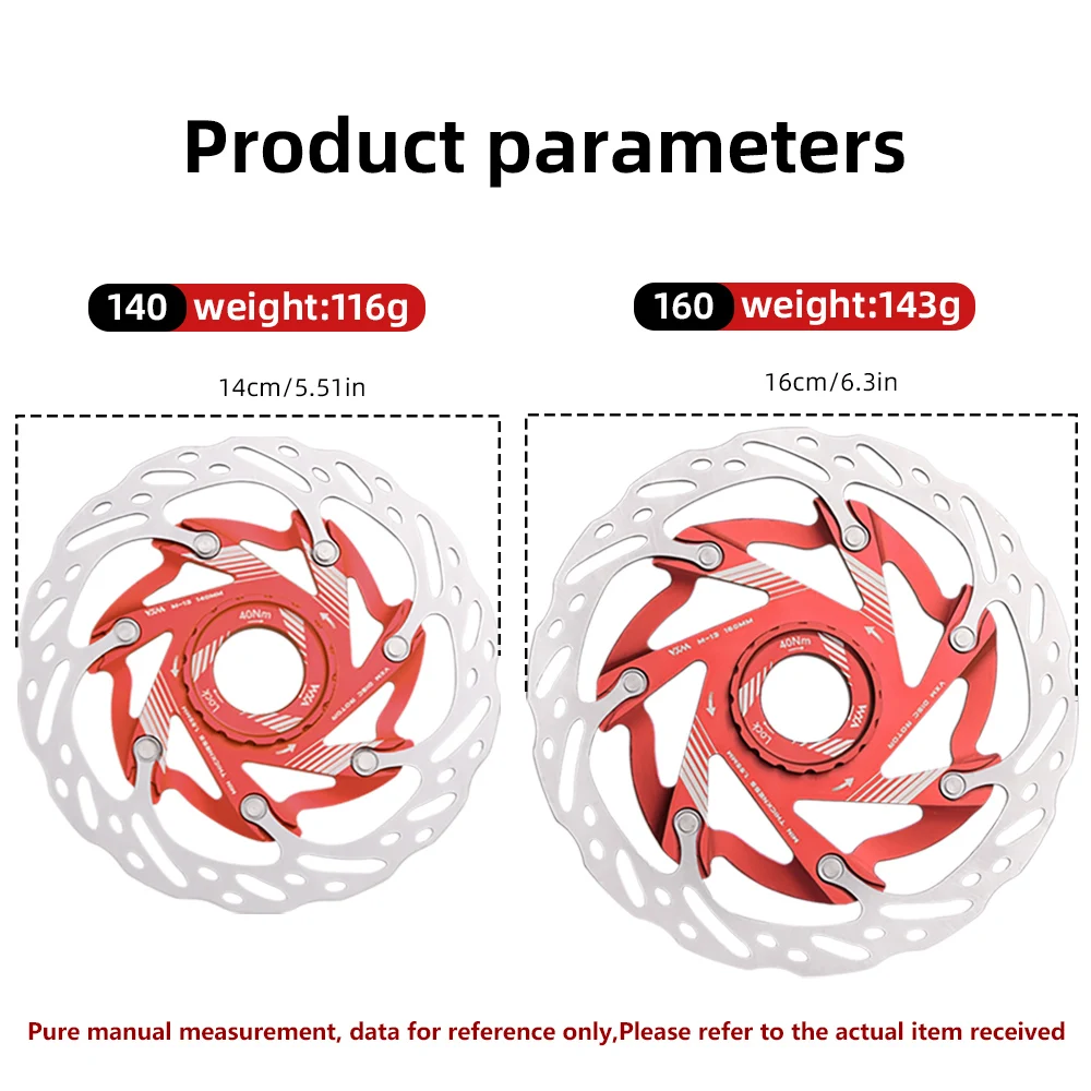 Bike Rotors VXM Road Bicycle Center lock Disc Brake Rotor Pads CNC Aluminum Alloy 140mm 160mm Cycling Discs Parts