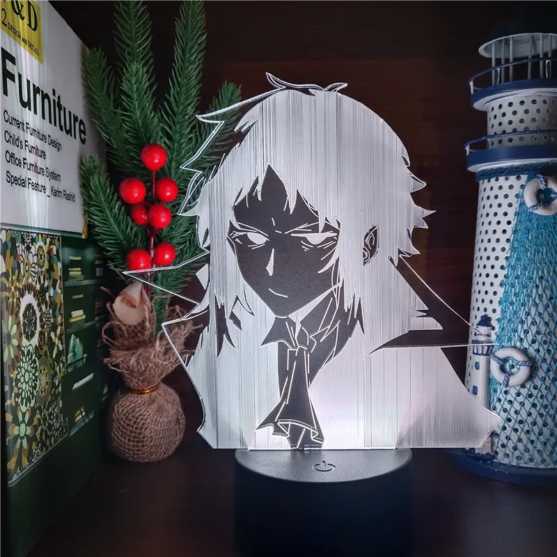 night light for bedroom Bungo Stray Dogs Dazai Osamu Fyodor Anime 3D Night Lights LED Colorful Collective Lampara Table Desk Lamp Model Visual Lighting dinosaur night light