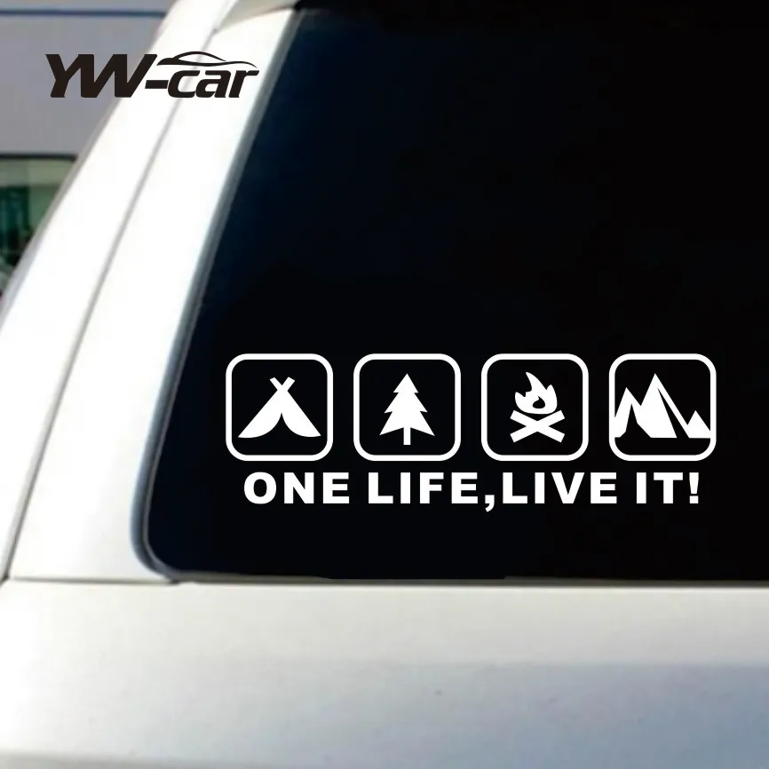 

One Life Live it Camping Outdoor Enthusiast Car Sticker Wild Survival Quadruple Decal for Vehicle Auto Window Tail Body