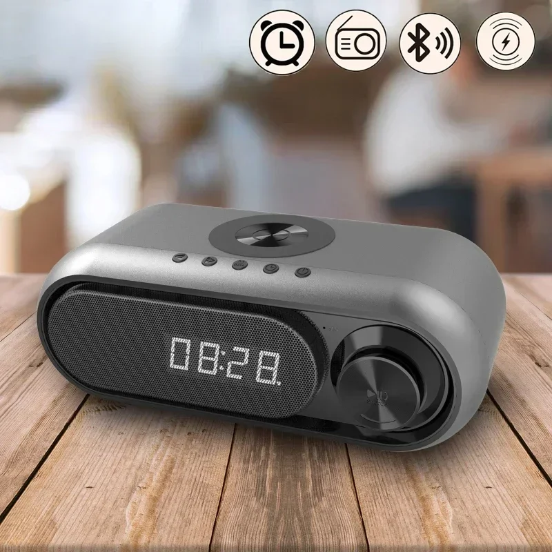 

Wireless Bluetooth Speaker TF Card FM Radio Soundbar HIFI Support Home Bedroom Student Clock Music Box Soundbar Clock Dual Alarm