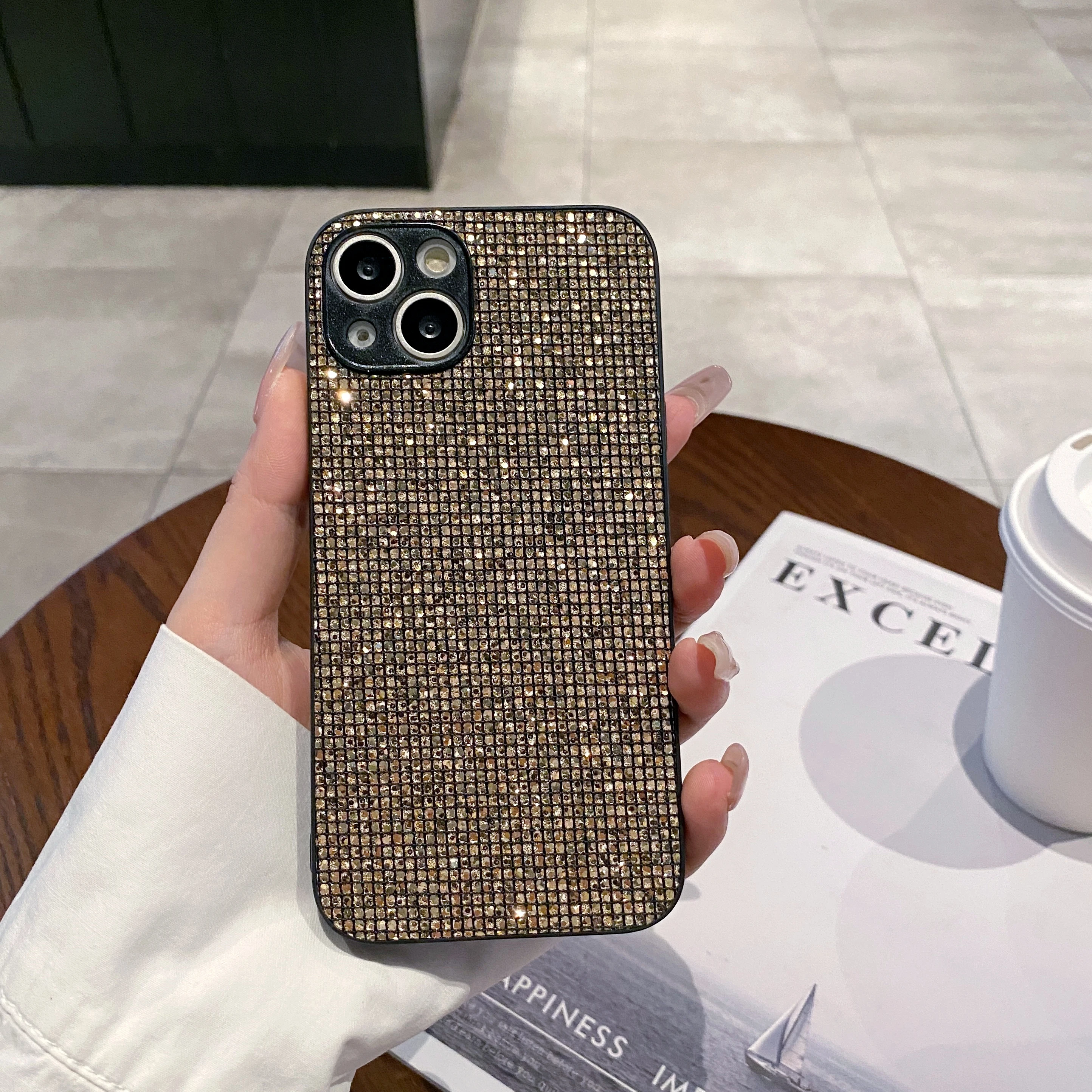 Luxury Bling Glitter Colorful Sequin Lattice Pattern Soft Phone Case Cover