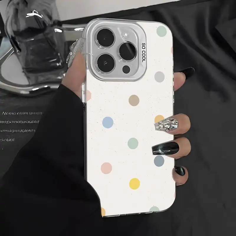 Simple Black White Polka Dot Phone Case For iPhone 16 15 14 13 12 11 Pro Max 17 Plus Colorful Cover - Image 12