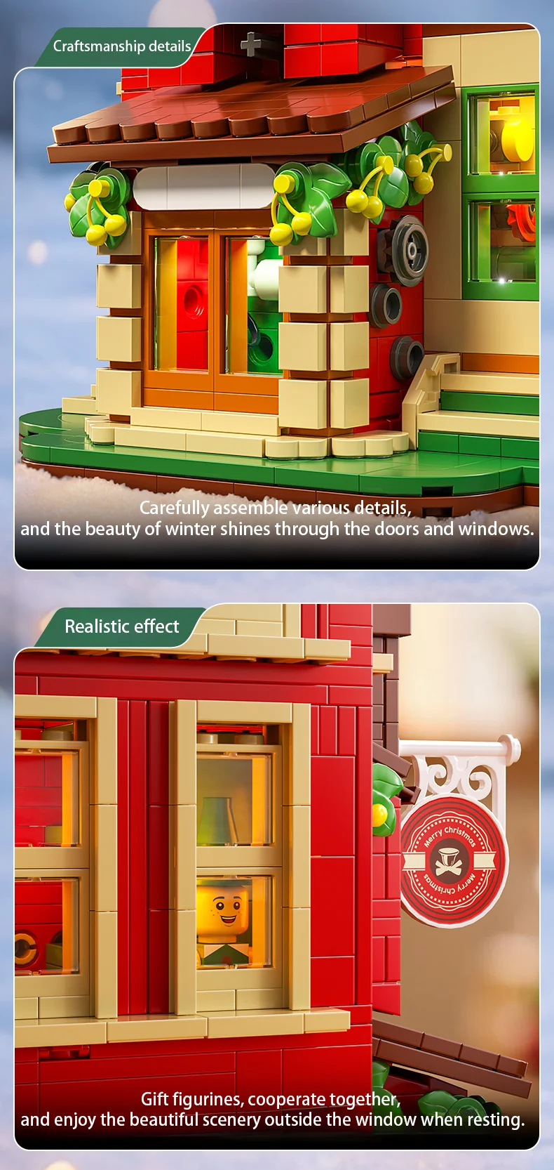 Weihnachtsbau-Bausteine-Set, 2782-teilig, Geschenke, Fabrik, DIY, Ornament, Modell, Lernspielzeug, Weihnachtsgeschenke für Kinder – Detail 10