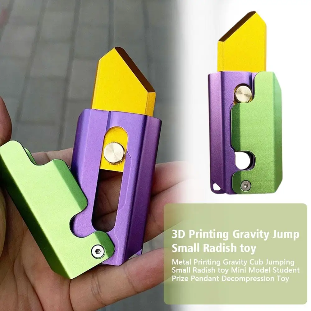 

Metal Gravity Cub Jump Small Radish Carrot Knife Mini Prize Student Model Decompression Toy Decompression Push Card Pendant J9A9