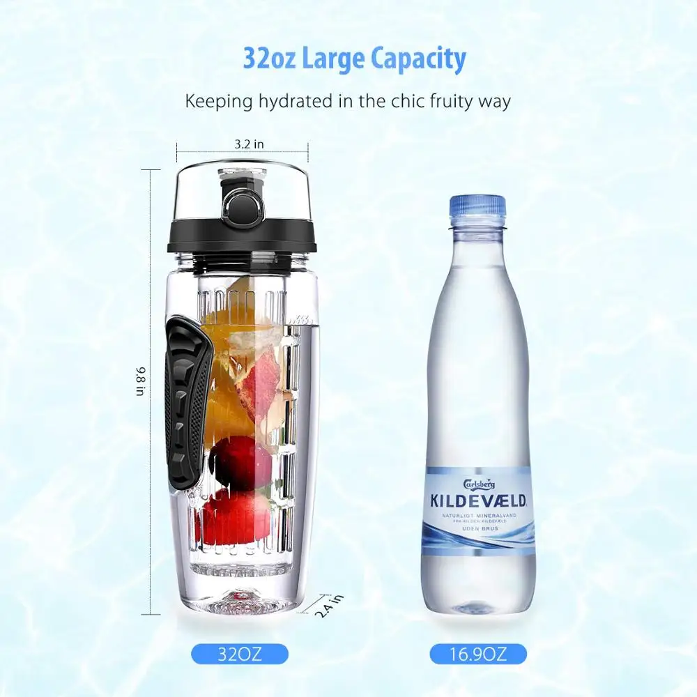 32oz Infuser Water Bottle with Full Length Infusion Rod – Hydracy