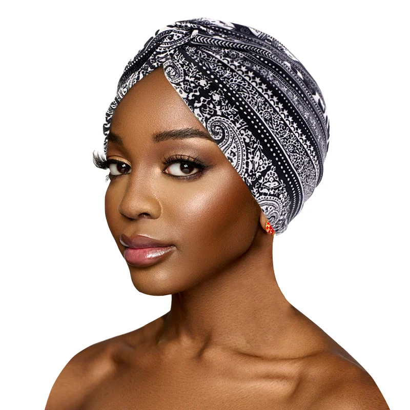 New Women flower Cotton Knotted Turban Hat Cross Twist Cap Scarf Cancer Chemo Beanies Cap Head Wrap Headwear Hair Accessories polka dot internet celebrity scarf bow tie japanese imitate winter warm cross rabbit fur plush new