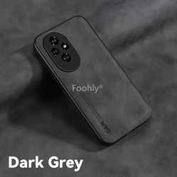 Nubuck Leather Shockproof Magnetic Phone Case - Smart Protective Back Cover for Honor 200 Pro (Dark Grey)