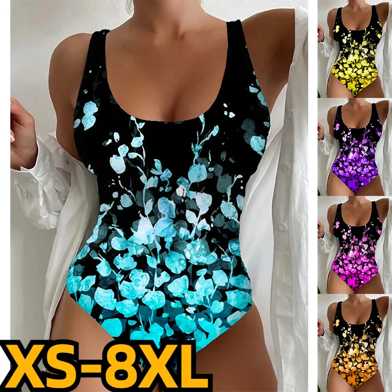 

2023 Women One Piece Swimsuit Summer Sexy New Design Printing Swimwear Fashion Vacation Beachwear Large Size Bath Suit 8XL