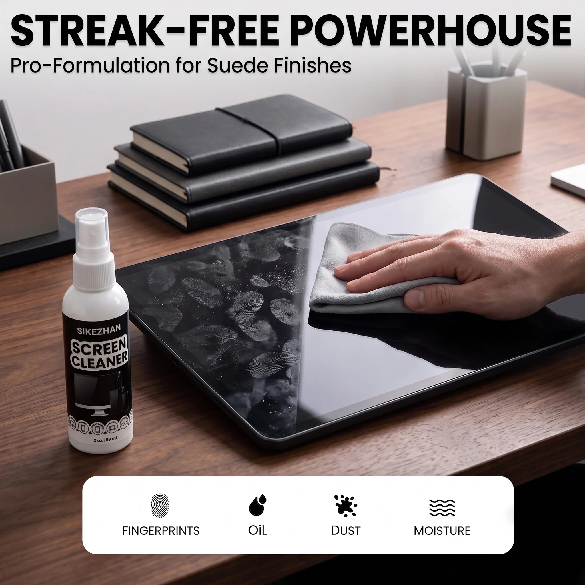 Eco-Friendly Screen Cleaner Kit with Microfiber Cloth - Streak-Free Spray