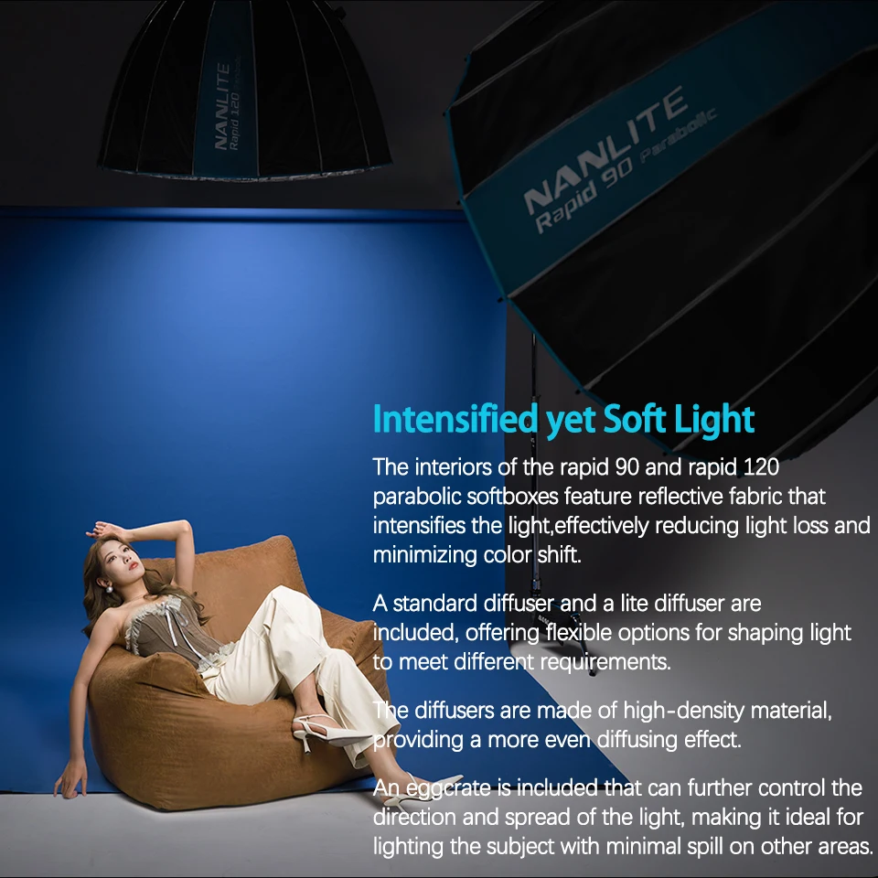NANLITE Rapid 90CM 120CM SB-RP90 SB-RP120 빠른 설치 소프트박스 사진 촬영 조명 소프트 라이트 액세서리