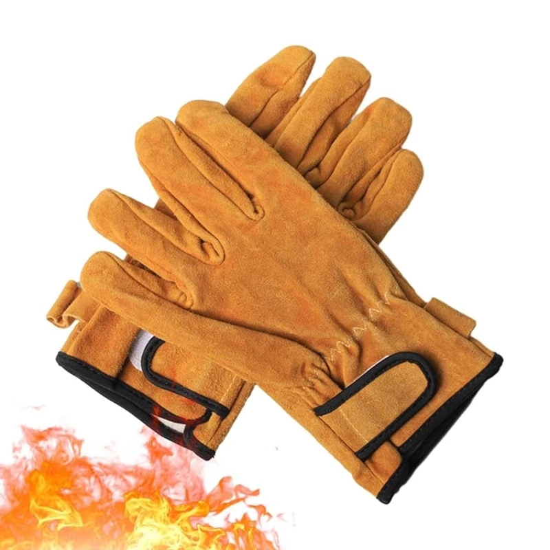 Heat Resistant Fireproof Cowhide Safety Gloves for Welding, Gardening, and BBQ