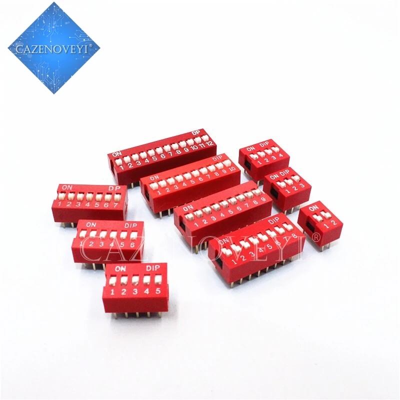 10PCS Slide Type Red Toggle Switch Module, 2.54mm Pitch, Multi-Bit Position Options