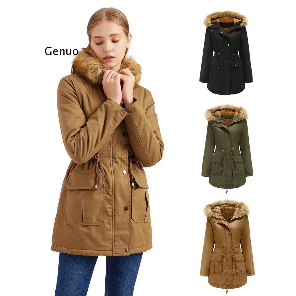 

Новая плюшевая хлопковая зимняя теплая куртка с воротником из искусственной шерсти, Женская хлопковая одежда большого размера, Стиль длины, узор, возраст