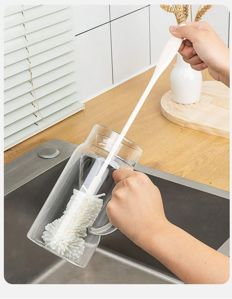 New Kitchen Wine Glass Cleaner Sponge Brush Cup Deep-Clean Reusable Long Handle Non-Scratch For Bottles Scouring Cleaner Tools_voghion.com