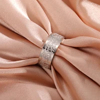 VASSAGO Stainless Steel Islamic Rune Engraved Ring, Muslim Arabic Prayer Religious Jewelry, Eid Gift 1