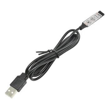 RGB 컨트롤러 5V USB 커넥터 케이블, 4 핀 라인 조광기, 5V 5050 2835 RGB LED 스트립 리본 TV 백라이트 조명용 3 키