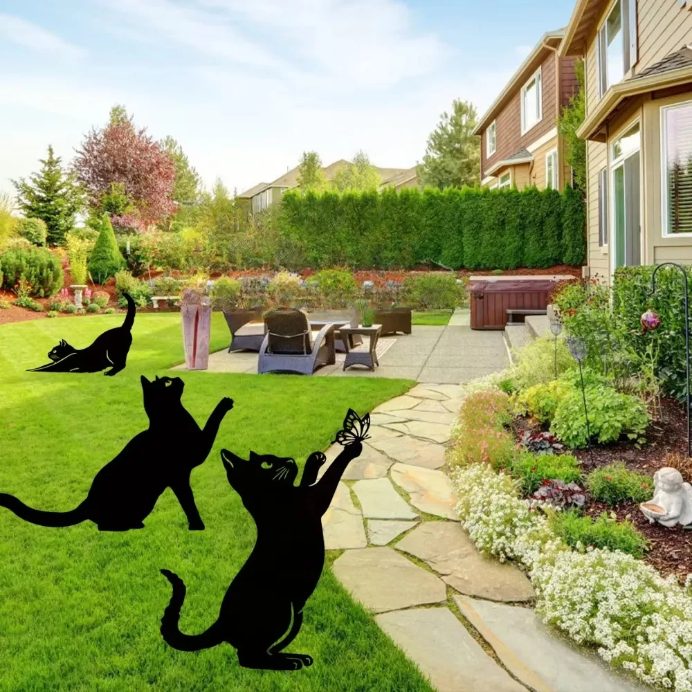 Cute Cat Garden Silhouette Stakes – Tiki-Inspired Outdoor Decor 5