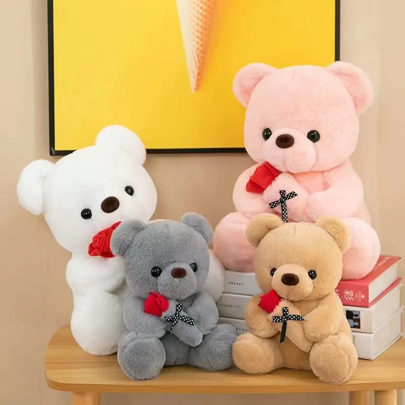 Wedding Rose Bear Plush Toy Cute Stuffed Animal Gift For Valentine's Day Anniversary And Romantic Celebration Decor_voghion.com