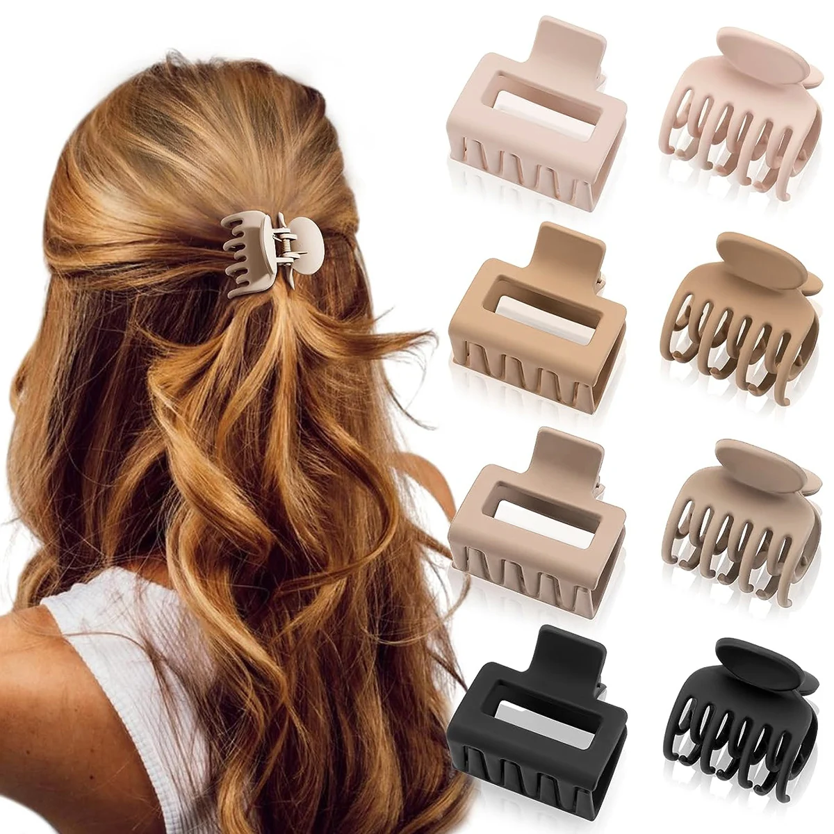 8PCS Medium Hair Claws for Women Girls Claw Clips for Thin Hair Lady Hairpins Matte Jaw Clip Headwear Women Hair Accessories