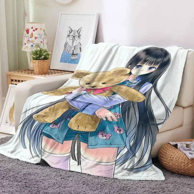 

3D Printed Anime Girl Lunch Break Cover Blanket Office Air-conditioning Throw Gift for friends Wholesale 담요를 덮다 Travel