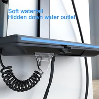 Intelligent Digital Display Thermostatic Shower Shower Set Piano Key Ambient Light Cold and Hot Water Gun Plated Gray Shower 5