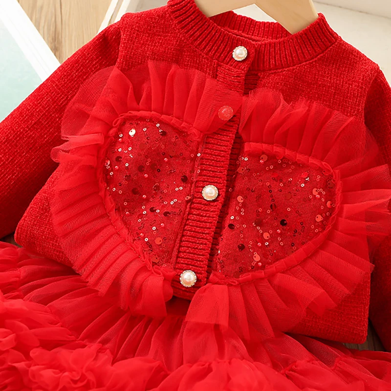 Girls Knitwear Ball Gown Tulle Skirts 2PCs