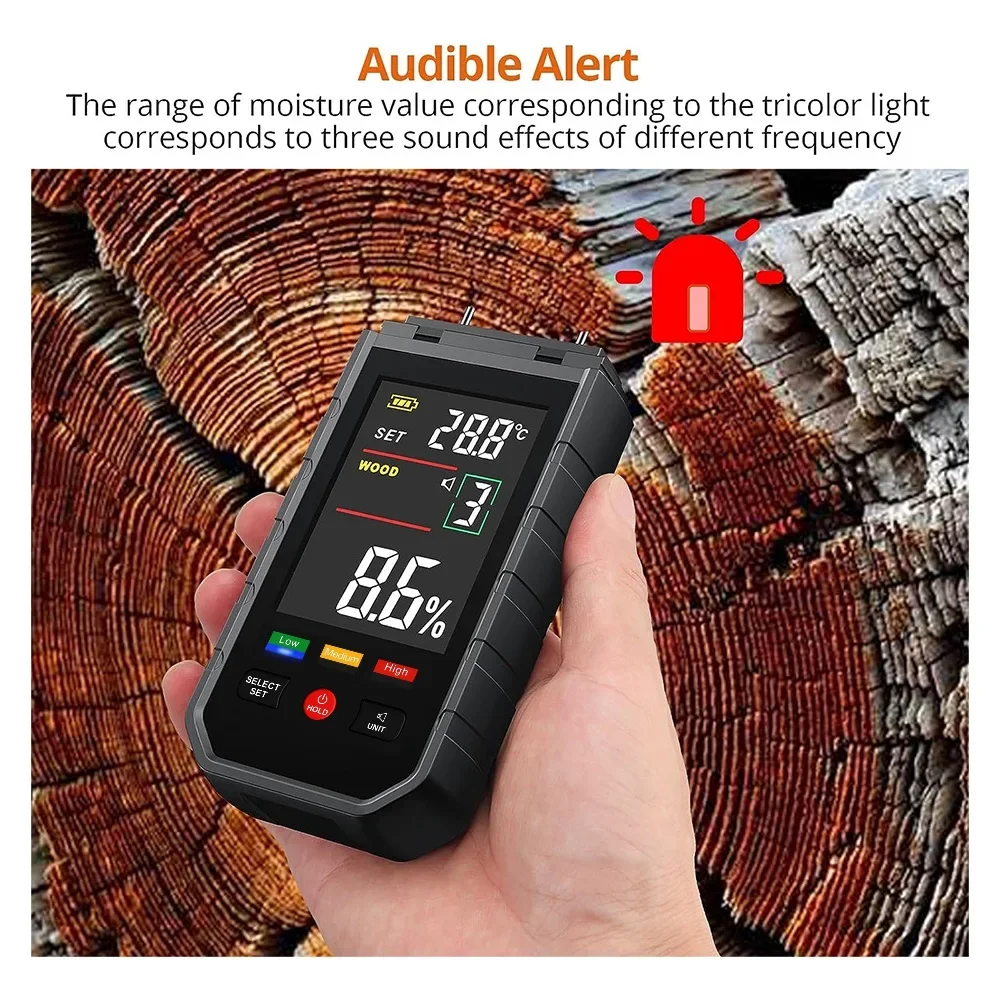 

WT9050B Dual Mode Colored Moisture Meter Wood Building Material Moisture Detector 2 in 1 10-level Moisture Content Accurate Test