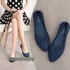 Women Holes Flats Jelly Shoes Summer Beach Swim Pool Sandal Non-slip Resistance Pointed Toe Durable Wear Breathable Casual Black 6
