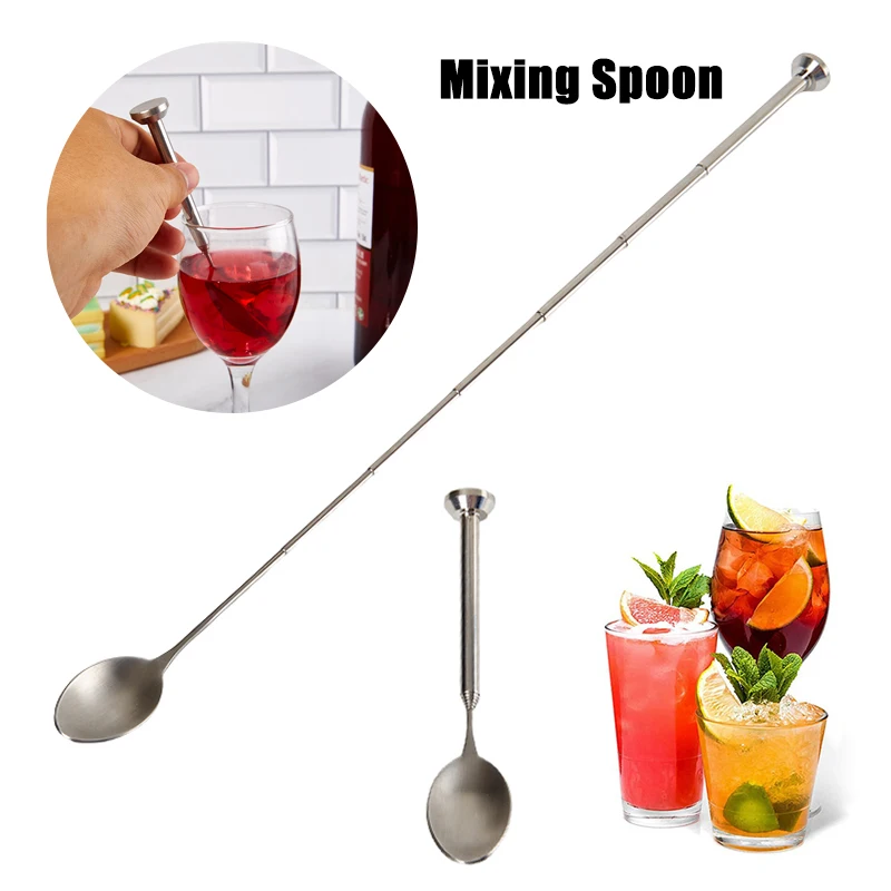 Cooladjustableartifactpocketlongmetalspoontelescopicbarspoon