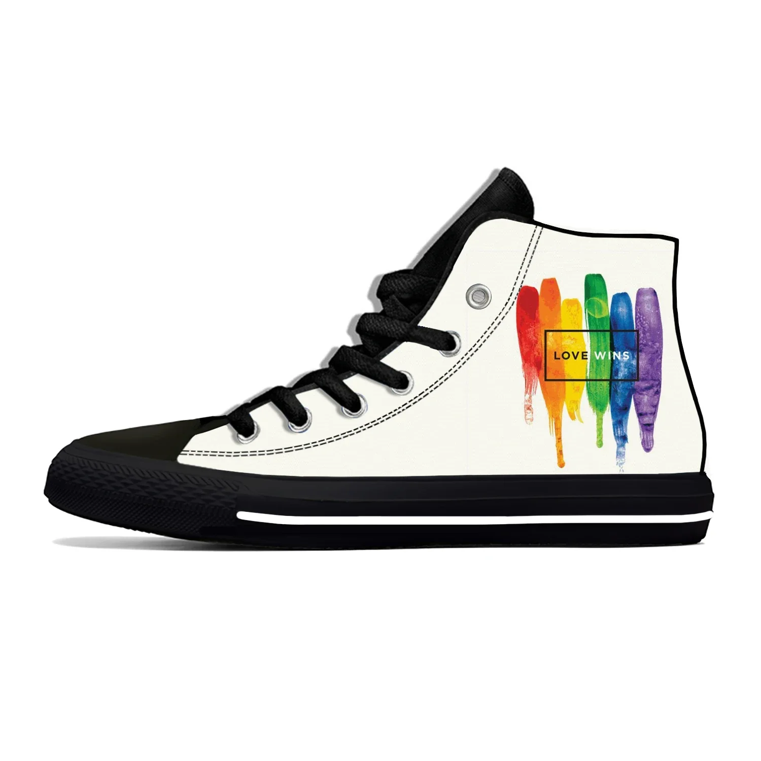 Hot Summer Classic Love Wins Rainbow Vintage Novelty Design Lightweight High Top Canvas Shoes Men Women Casual Board Shoes