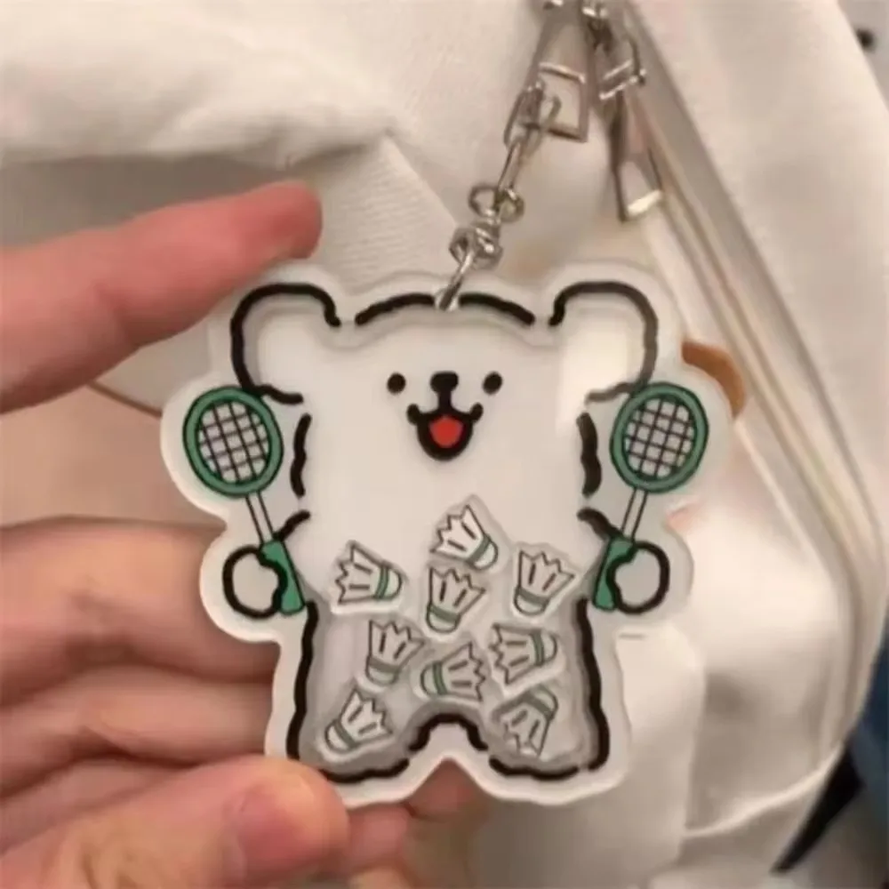 Acrylic Key Holder Shake Ball Puppy Keychain Hanger Cartoon Shake Football Key Ring Creative Rocking Tennis Keychain Shared Gift 4
