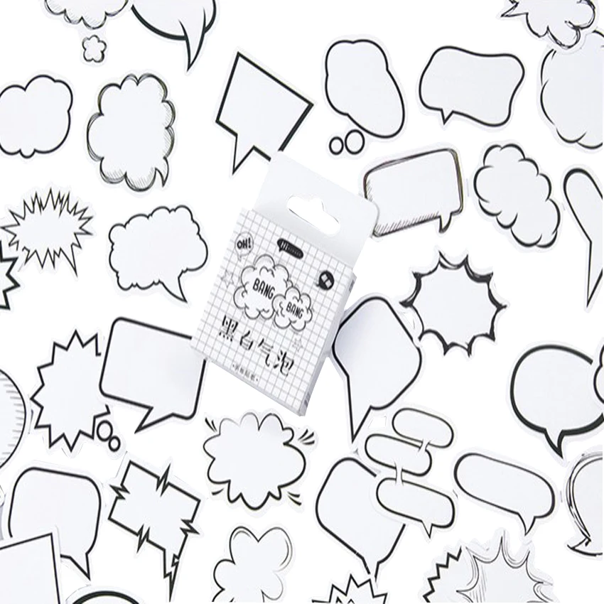 

48pack/lot Black And White Non-specified Box Paper Adhesive Decorative Stationery Sticky Adhesive Notebook Sticky Label