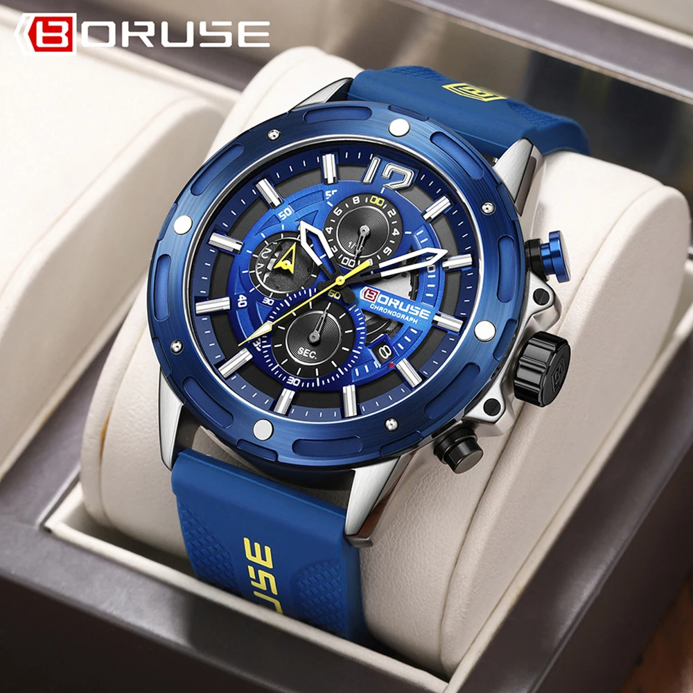 

BORUSE Fashion Men Watches Sport Quartz Watch Man Brand Luxury Wristwatches Chronograph Waterproof Casual Clock Montre Homme