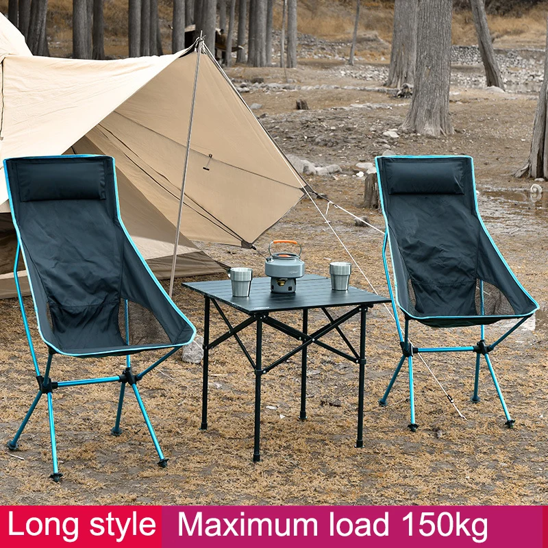 Outdoor Beach Folding Moon Chair Detachable Home Garden Seat Camping Chair Footstool Portable Fishing Travel Ultralight Hiking
