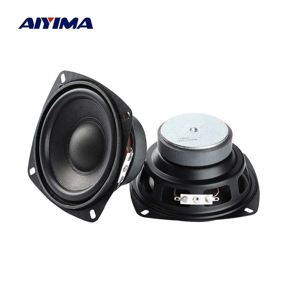 AIYIMA 2Pcs 4 Inch Audio Speakers 4 Ohm 20W Full Range Loudspeaker Home Theater Tweeter Midrange Woofer Sound Amplifier Speaker