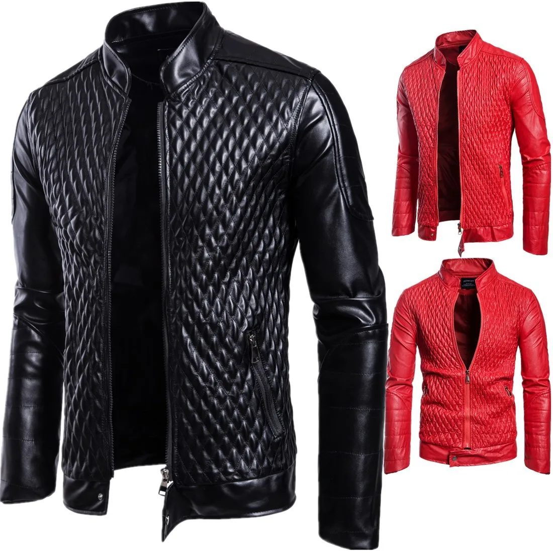 Men's Standing Zippered Cardigan Personalized Slim Fitting Solid Color Jacket Casual Jacket Men's Leather Jacket 2023 New Model