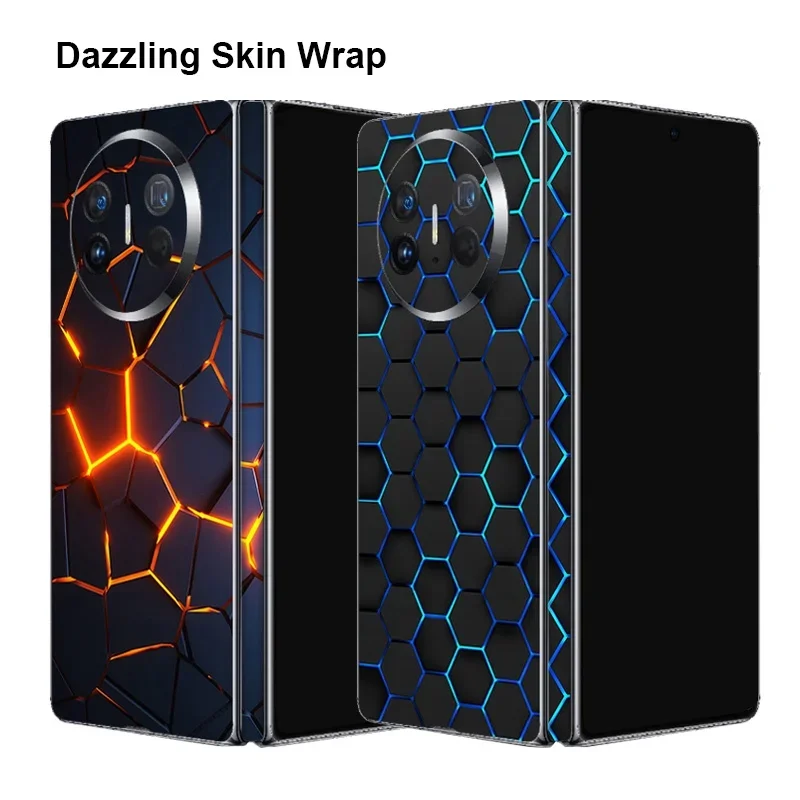 Pelle Di Decalcomania A Nido D'Ape Abbagliante Per Huawei Mate X5 X3 X2 Pellicola Protettiva Per Schermo Posteriore 3M Wrap Adesivo Estetico Colorato
