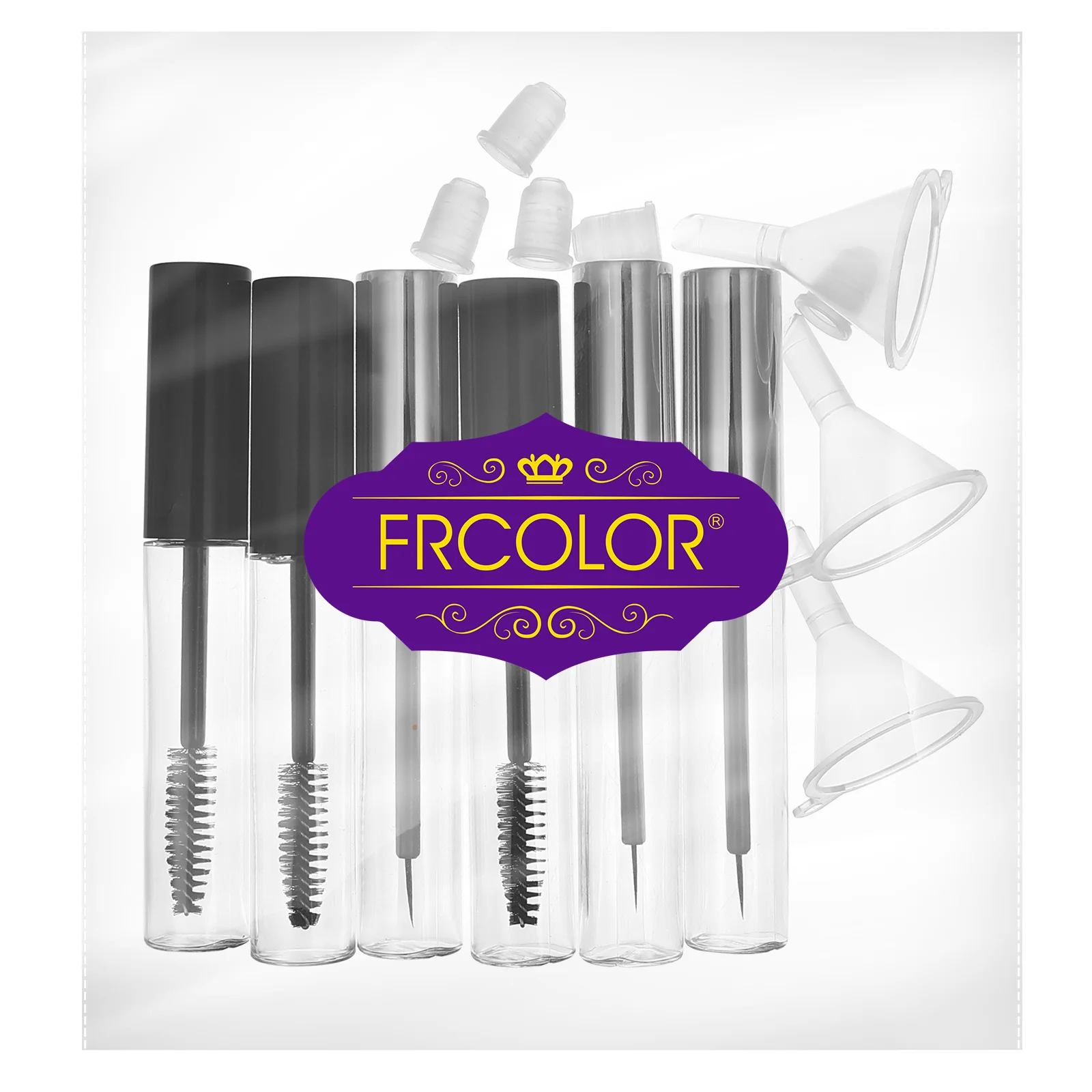 

6 Pcs Mascara Tubes with Wand Empty Mascara Containers Reusable Refillable Eyeliner Bottles with 3 Pcs Funnels Supplies