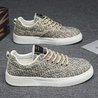 2024 Autumn New Canvas Men Low-help Small Print Board Shoes Thick Sole Casual Fashion Shoes 2