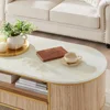 Fluted Coffee Table, 48" Oval Coffee Table with Drawer, Faux Marble Top, Curved Profile Design, Gold Metal Decor, Center Table 3