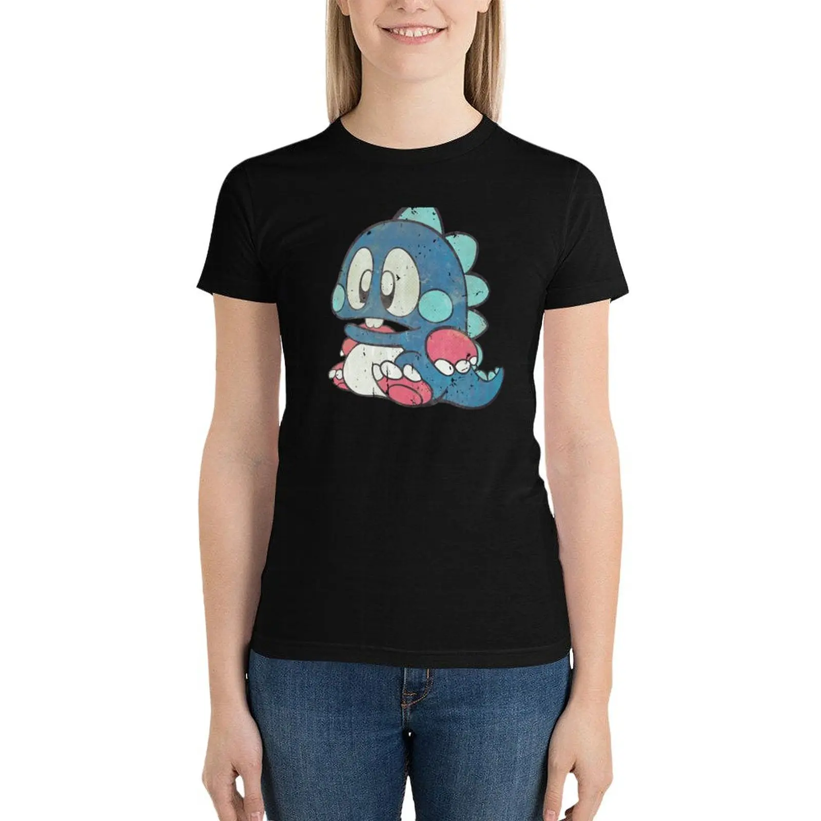 

Blue Dragon Vintage Bubble Bobble T-Shirt kawaii clothes animal print shirt for girls designer clothes Women luxury