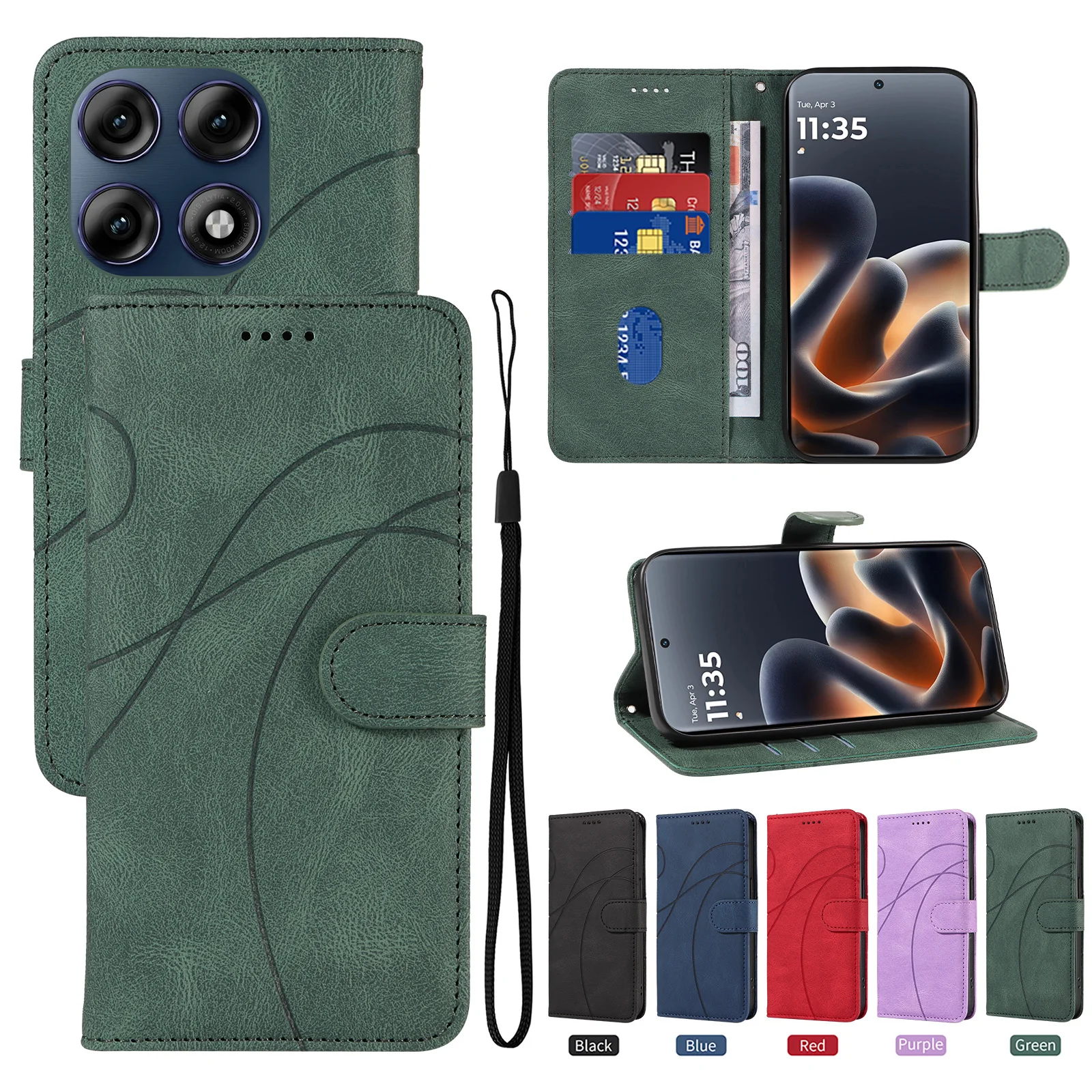 Luxury Leather Wallet Flip Case | Premium Kickstand Book Phone Cover