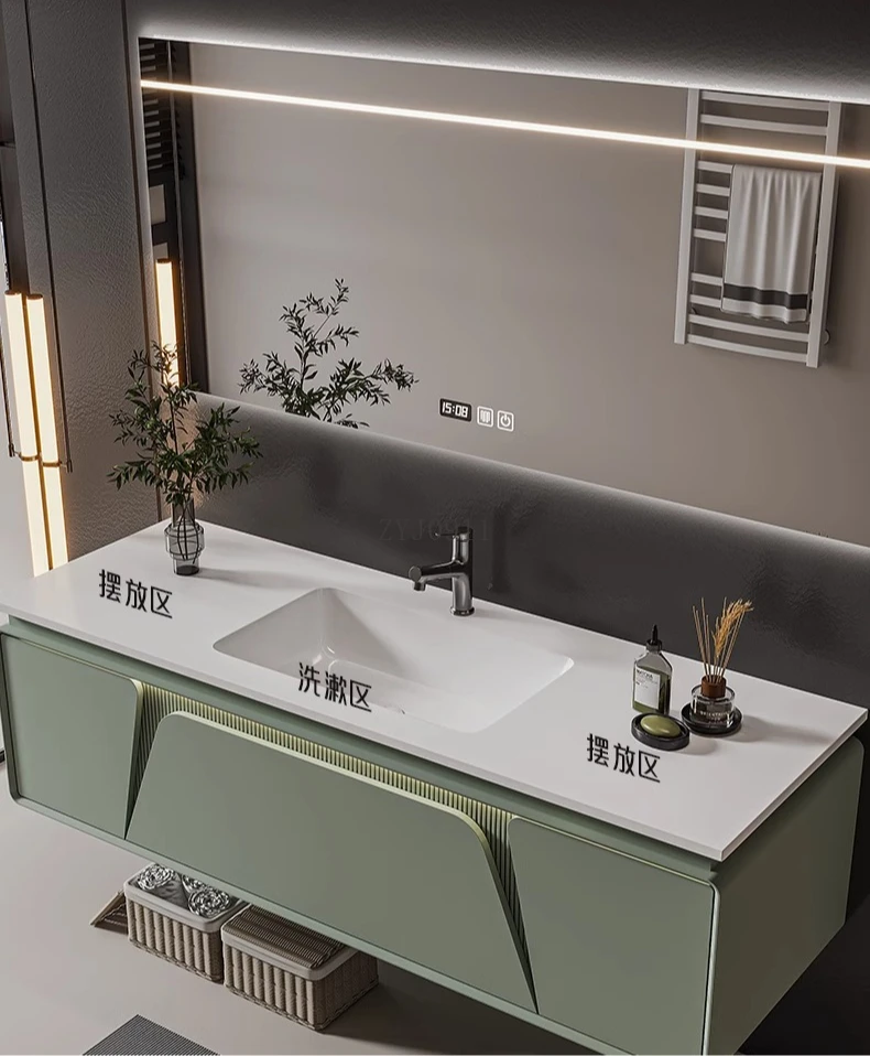 Furniture Luxury Floor Bathroom Cabinet Mirrors Vanity Storage Closed Toilet Wooden Drawer Double Washbasin Wc Shelf