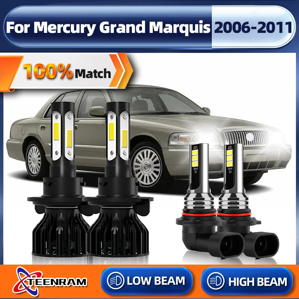 H13 Led Headlight 240W 40000LM Car Light Bulb HB3 9005 Fog Lamp 6000K For Mercury Grand Marquis 2006 2007 2008 2009 2010 2011