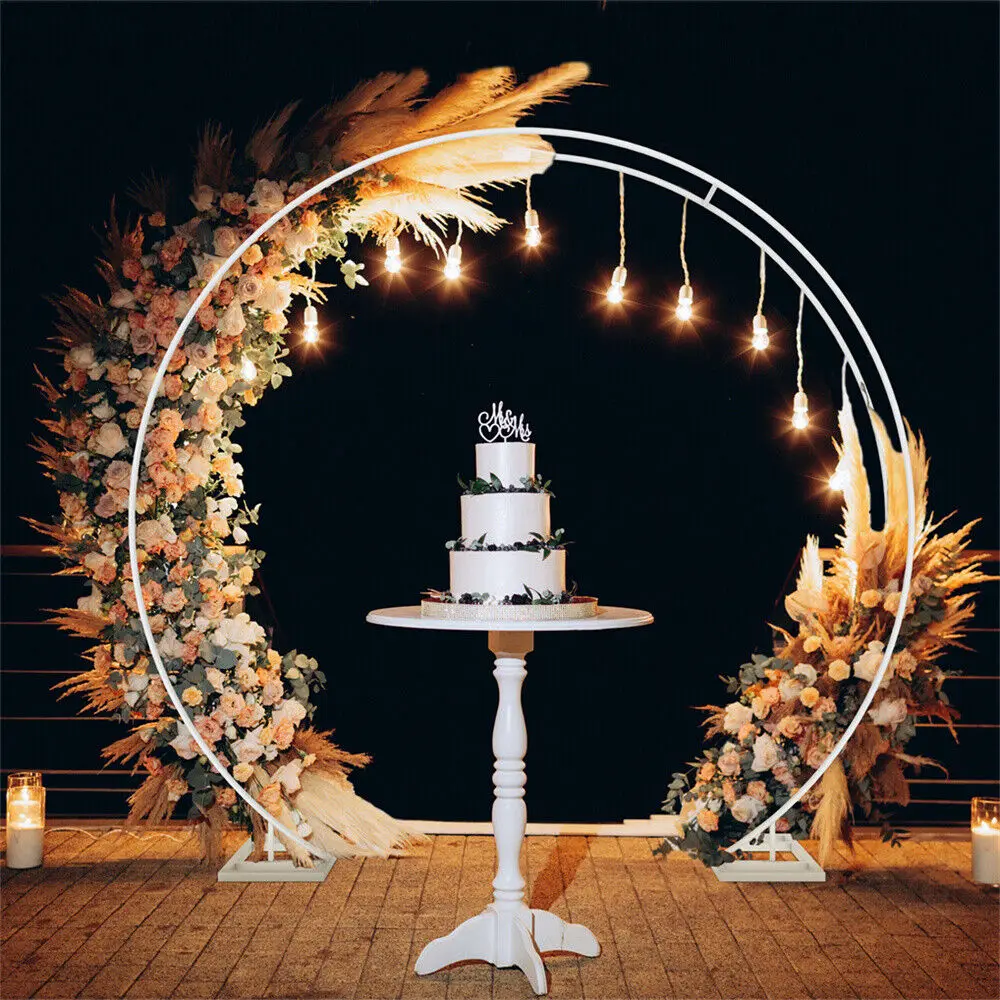 Large Round Wedding Arch Backdrop Stand Balloon Archway Double Hoop Party Drapery Frame Heavy Duty