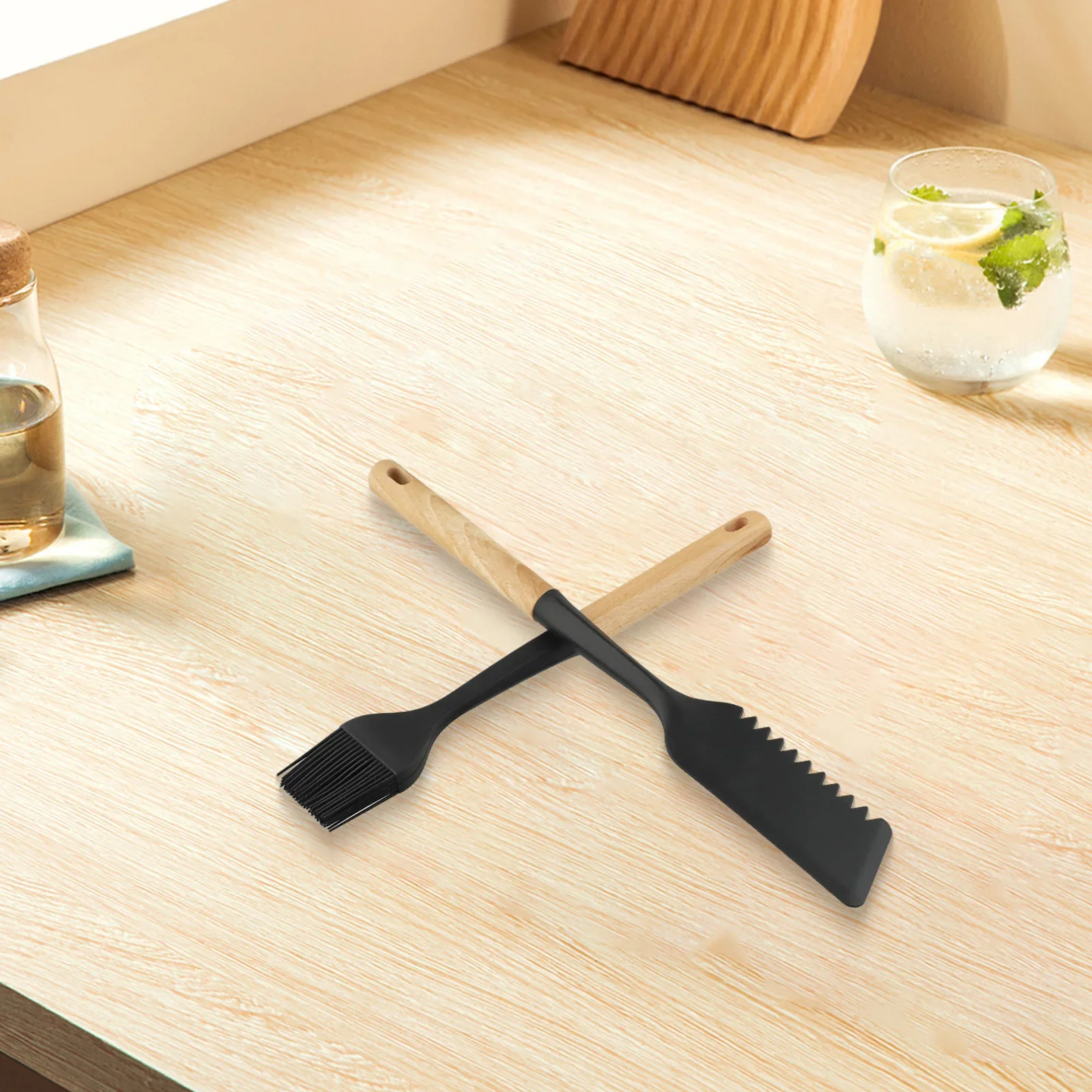 Wooden Handle Silicone Kitchenware NonSticks Pot Kitchen Tools Ergonomic Bakeware Sturdy And Easy To Clean Baking Pastry Tools