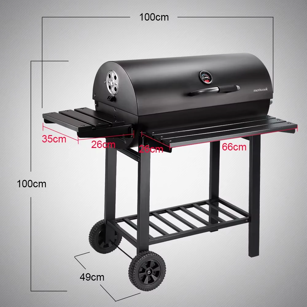 Description Picture 6 of itemPremium SS304 Grid BBQ Grill - Foldable Portable Cart Smoker with Charcoal Tray, for Outdoor Garden Backyard, Heavy-Duty