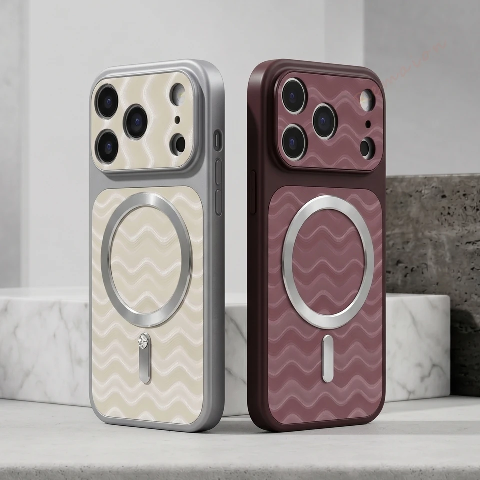 Wave Big Window Magnetic Phone Case For Iphone 11 12 13 17 Pro Max 14 15 16 Plus Shockproof Protector Cover_voghion.com