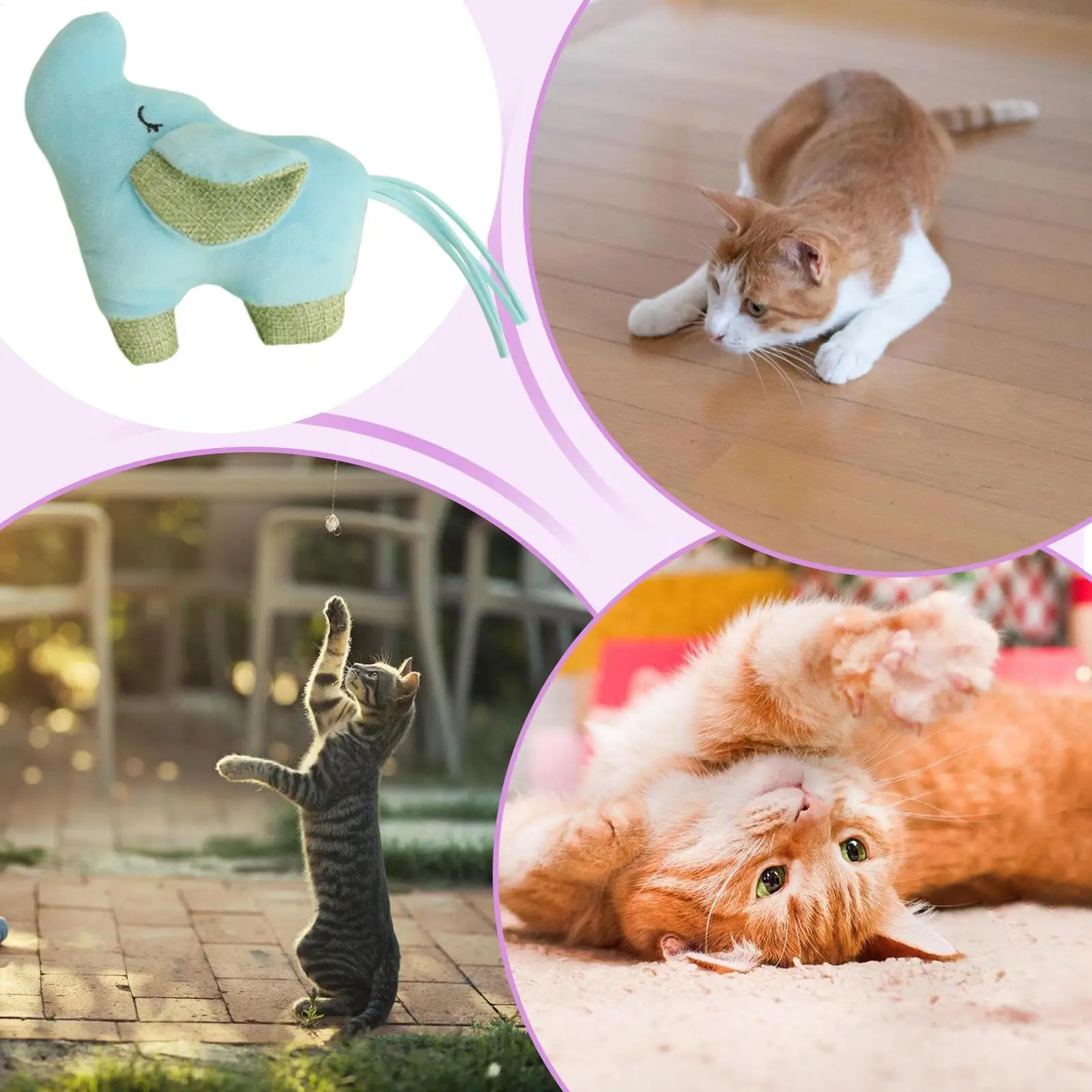 Catnip Toys Elephant Plush Crinkle Sound Cat Toys Teething Games Pet Supplies Teaser for Indoor Kitten Chew Scratching Playing