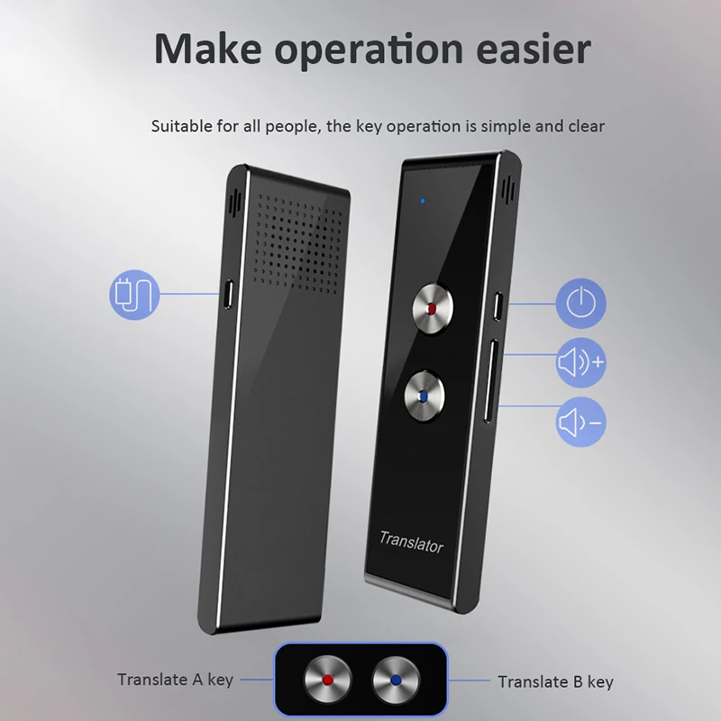 T8+ Voice Translator Bluetooth 96 Languages Long Standby Time Available Traveling Abroad APP Photo Translation